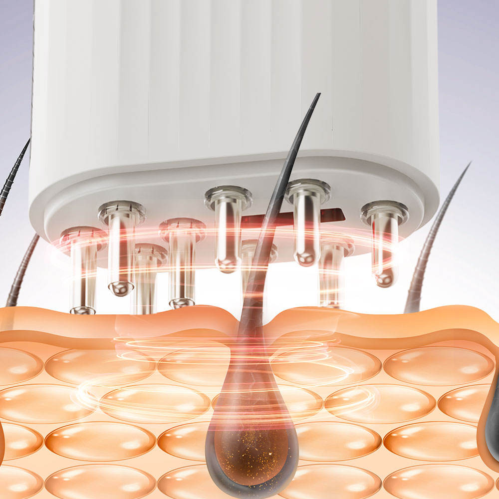 Scalp massager with red light technology can promote hair growth and strengthen hair roots.