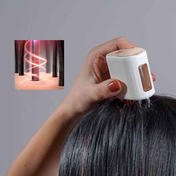 Apply pressure to the head massager on the scalp to disperse serum